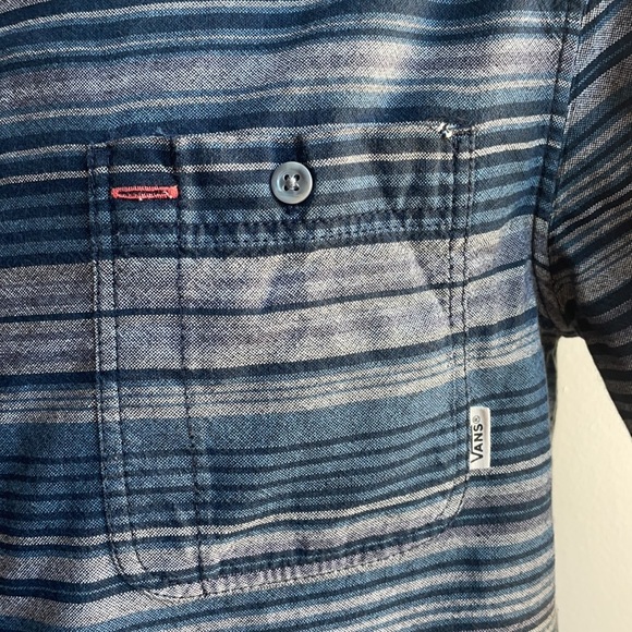 Striped Vans Short Sleeve Button Down Shirt Large - Picture 4 of 10